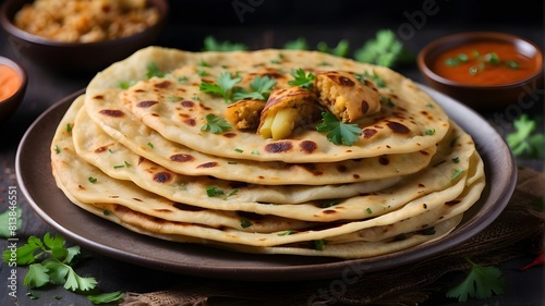 The stuffing within aloo paratha is made out of seasoned potatoes that have been boiled, mashed, and combined with a variety of aromatic spices.