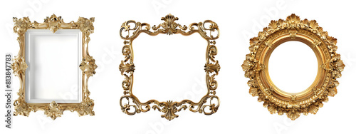 Set of Golden frame on transparent background