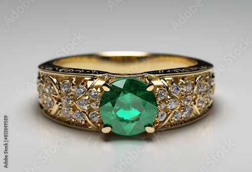 gold ring with emeralds