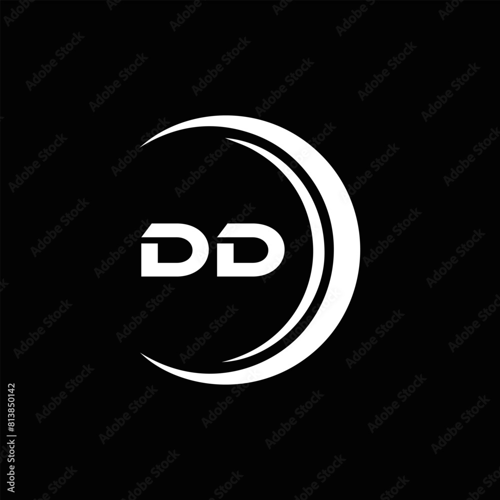 DD logo. D D design. White DD letter. DD, D D letter logo design. Initial letter DD linked circle uppercase monogram logo. golden logo