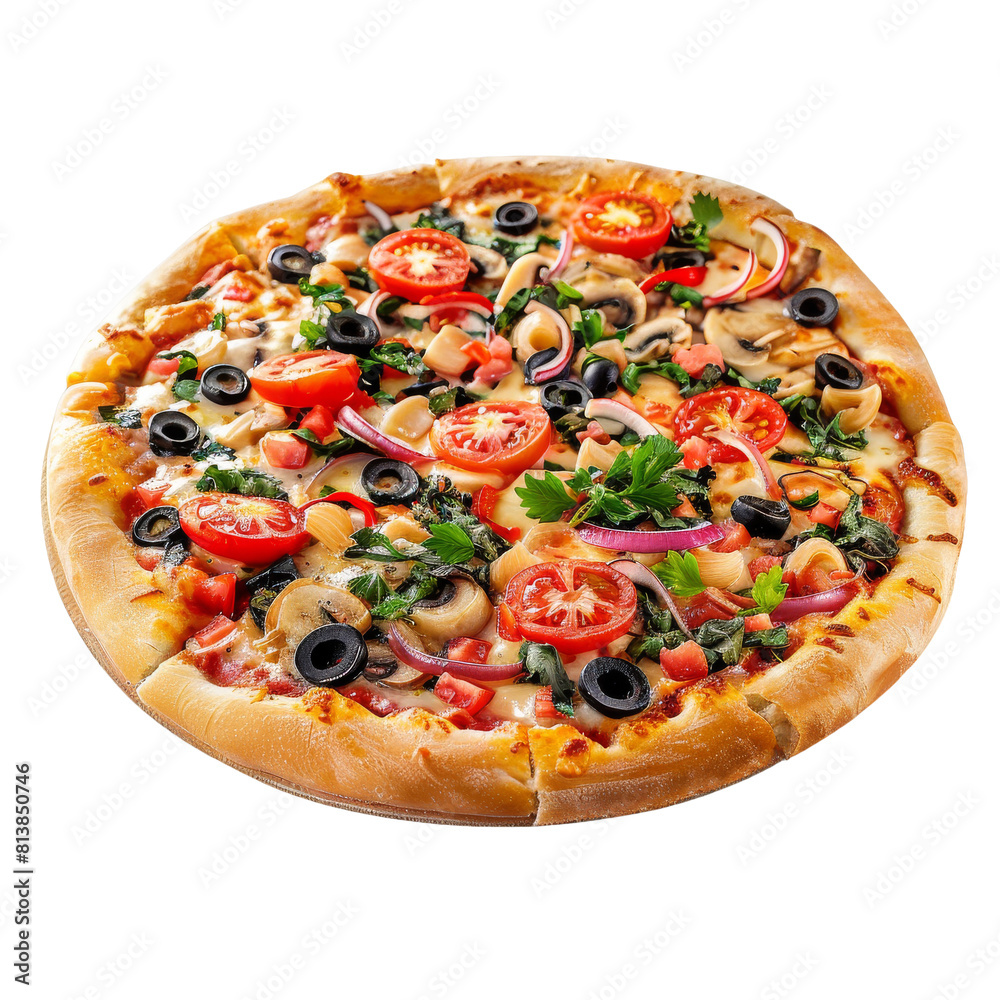 Mediterranean Marvel pizza   isolated on a transparent/png background 