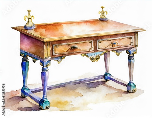 Stare antyczne biurko vintage ilustracja