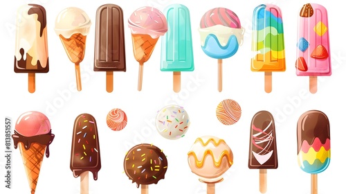 Assorted and Vibrant Selection of Delicious Frozen Treats and Ice Cream Popsicles on Display