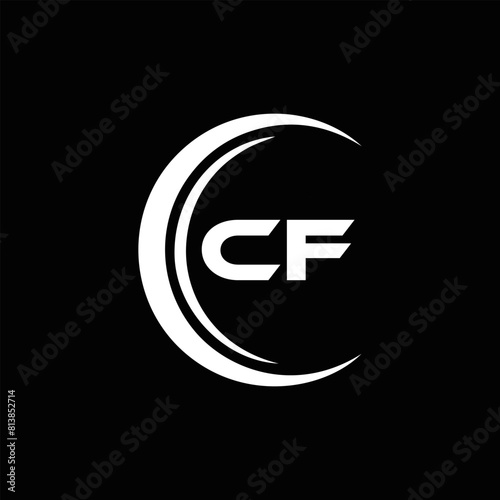 CF logo. C F design. White CF letter. CF, C F letter logo design. Initial letter CF linked circle uppercase monogram logo. C F letter logo vector design. 
