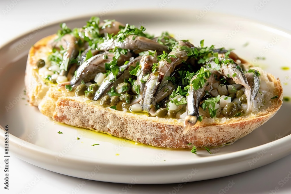 Tasty Italian Starter: Acciugata Di Renato with Garlic and Olive Oil Tasty Italian Starter: Acciugata Di Renato with Garlic and Olive Oil