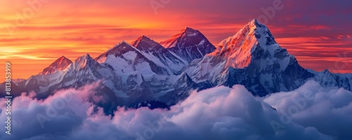 Majestic Snow Capped Mounta...