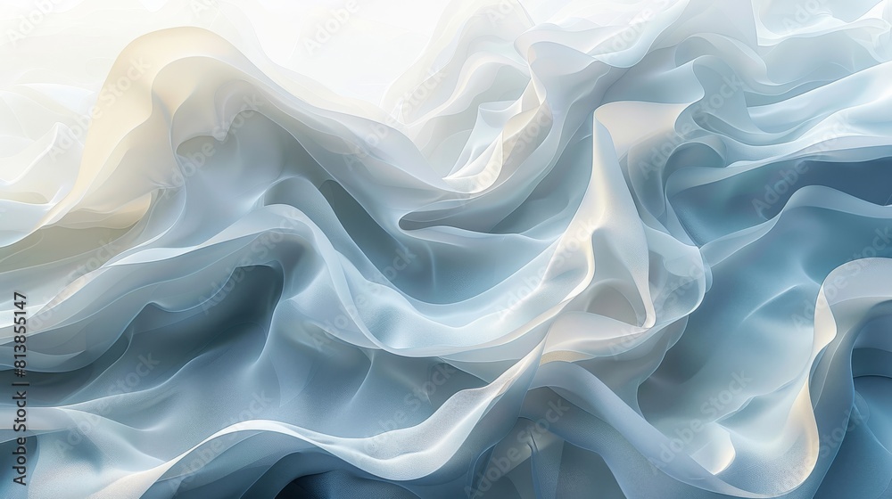 Obraz premium Ethereal blue fabric waves abstract background