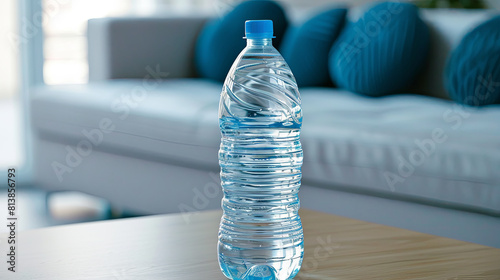 Transparent water bottle, sleek and practical, epitomizing hydration and portability