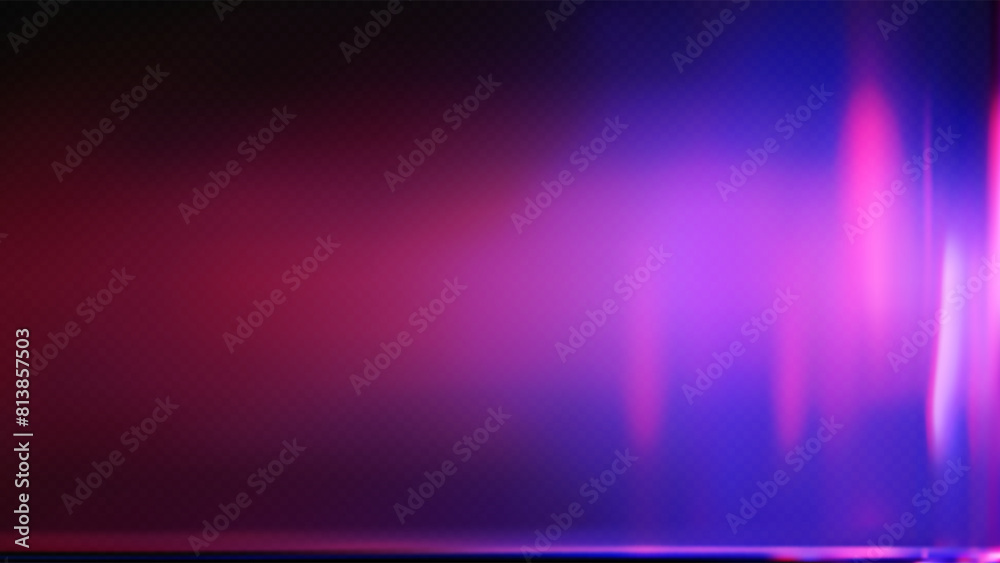 Film leak light overlay texture background with neon and iridescent stripes. Rainbow lens flare effect on crystal glass or camera film filter with bokeh. Laser beam strip. 3D vector light background