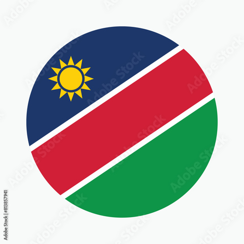 National Flag of Namibia. Namibia Flag. Namibia Round flag.

