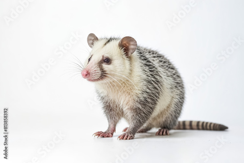 Curious Opossum on White Background