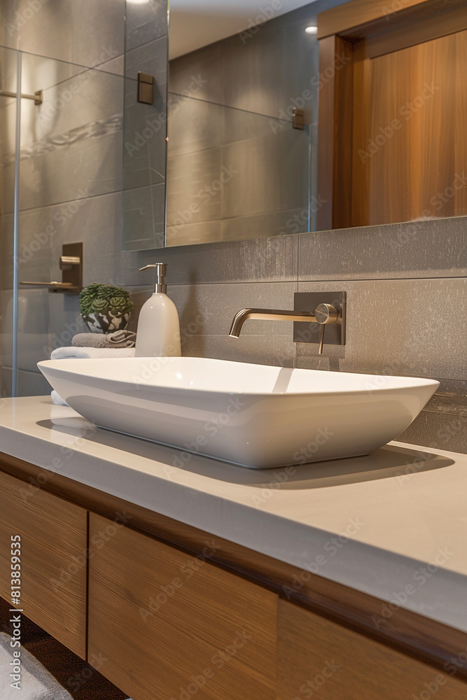White Sink Placed in luxury washroom generated.Ai White Sink Placed in luxury washroom generated.Ai