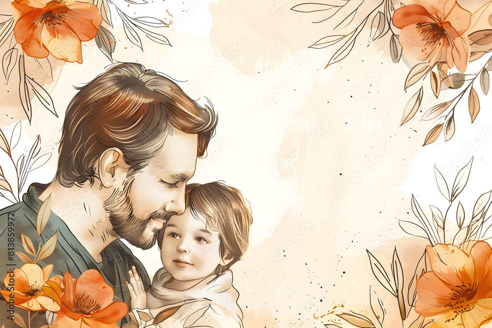 Father's Graphics Design Hand drawn Father's Day graphic illustration banner template with copy ...