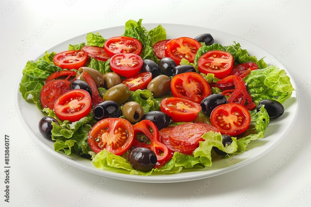 Indulgent Italian Salad with Sliced Pepperoni and Pimento Stuffed Olives Indulgent Italian Salad with Sliced Pepperoni and Pimento Stuffed Olives