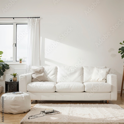 modern living room  with white sofa