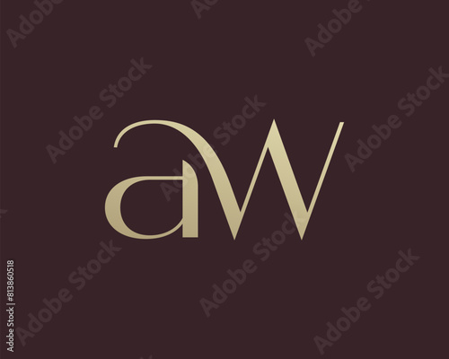 AW letter logo icon design. Classic style luxury initials monogram.