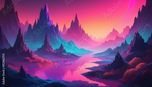 A technicolor dreamscape with gradients of neon hu photo