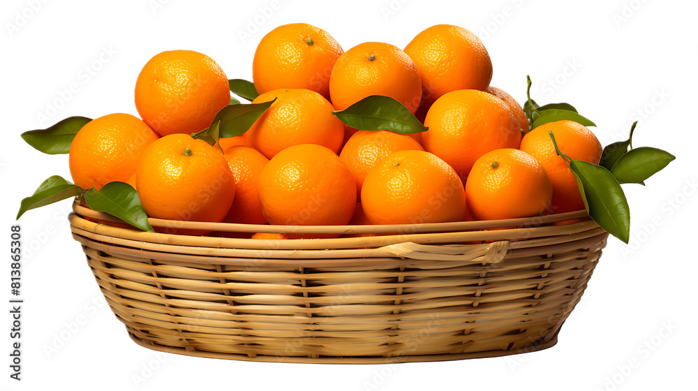 A basket of satsumas with a transparent background. A basket of satsumas with a transparent background.
