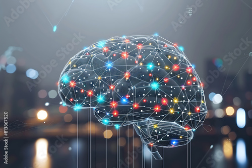 Artificial intelligence model, modern machine learning concept.