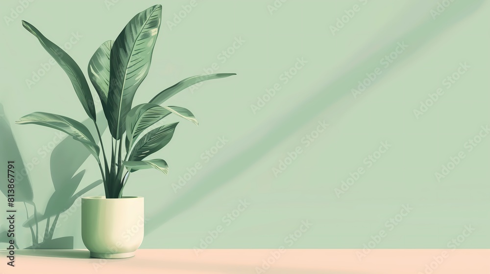 illustration of a home plant on a pastel pink background with copy space illustration of a home plant on a pastel pink background with copy space