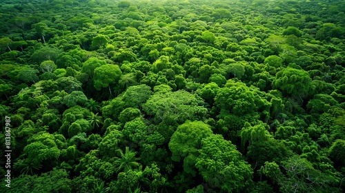 lush green dense tropical rainforest canopy viewed from above