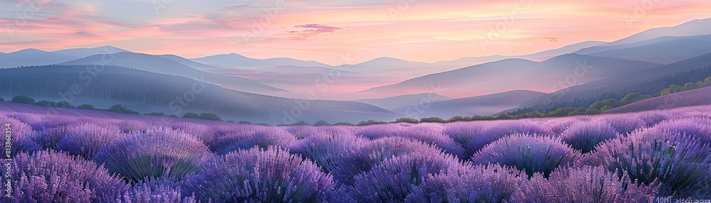 Lavender field with sunset in Provence, France Lavender field with sunset in Provence, France
