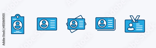 Set of ID card icon. Containing personal data, identification, information, profile, authentication, identity, user name of employee, staff, security, manager in the office. Vector illustration
