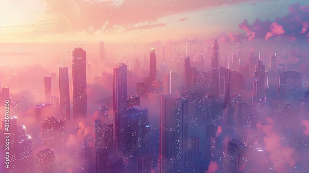 Infuse the futuristic skyline with a touch of magical realism Infuse the futuristic skyline with a touch of magical realism