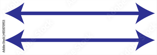 Set of long arrow vector, icon . Horizontal double side arrow. Straight long arrow vector icon set. Long arrows left and right in flat style. Long arrow silhouette, symbol, icon design