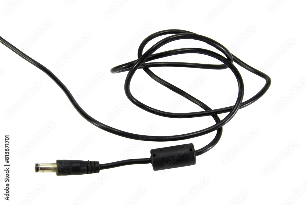 black wire cable of usb and adapter isolated on white background.Electronic Connector.Selection focus. black wire cable of usb and adapter isolated on white background.Electronic Connector.Selection focus.