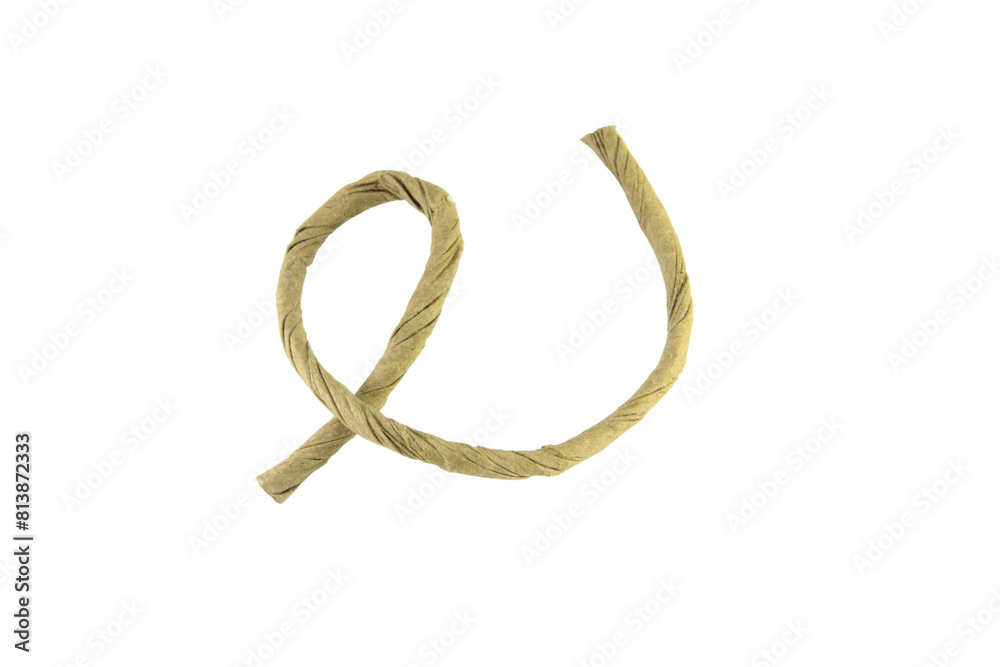 brown paper rope isolated on white background. brown paper rope isolated on white background.