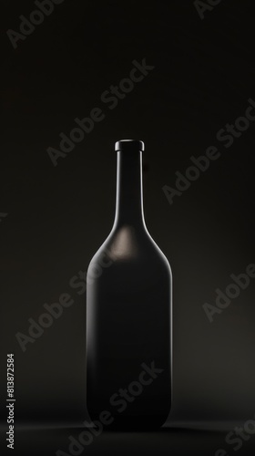 Matte black bottle on a dark background