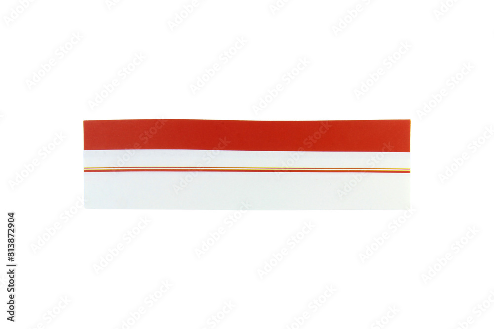 small piece of brown and red paper cut edge element isolated on white background. small piece of brown and red paper cut edge element isolated on white background.