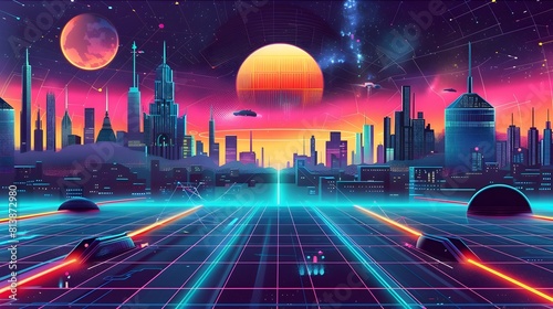 Vibrant Futuristic Cityscap...