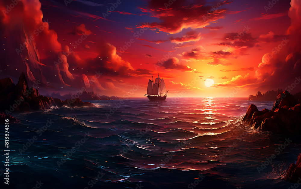 Beautiful sunset on the sea. Colorful sky with clouds. Beautiful sunset on the sea. Colorful sky with clouds.