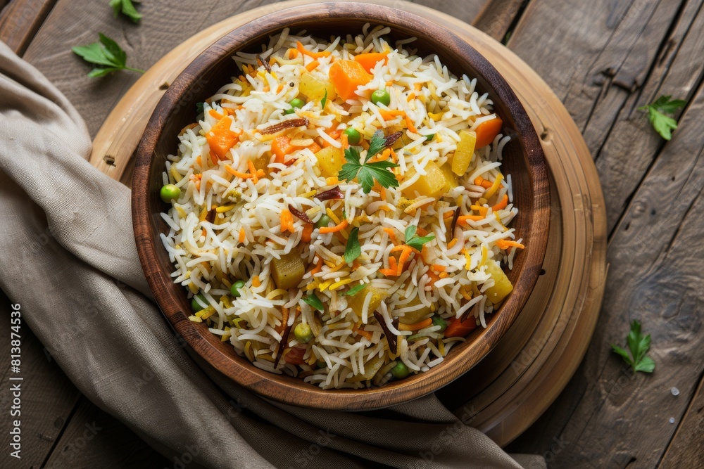 Veg biryani or veg pulav/pulao, pilaf Fried rice Indian food Stock ...