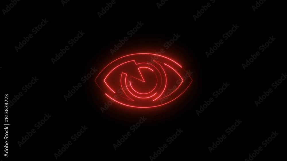 Glowing neon eye icon animation Glowing neon eye icon animation