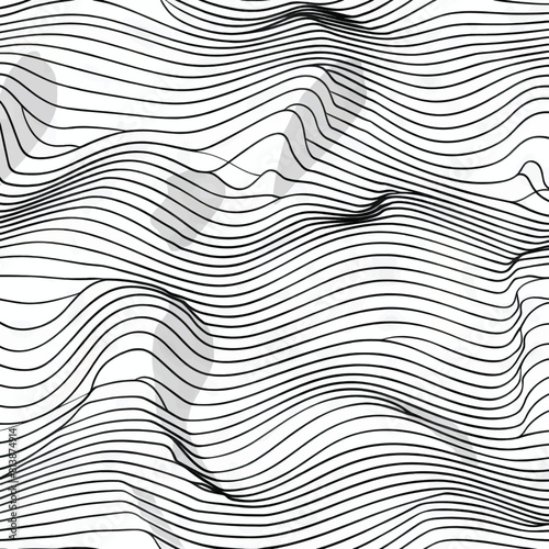 Wavy, waving, billowy, squiggle and squiggle lines. Curvy, squiggle, squiggle lines. Abstract black and white background. Vector illustration
