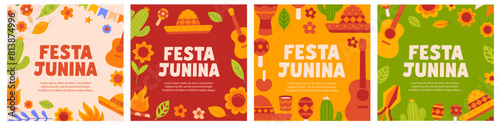 Festa junina. Festa junina banner set. Flat style.