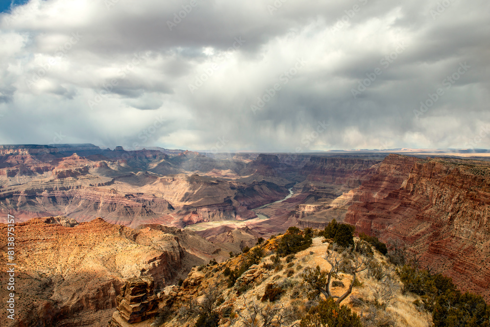 The Grand Canyon on a stormy day. 