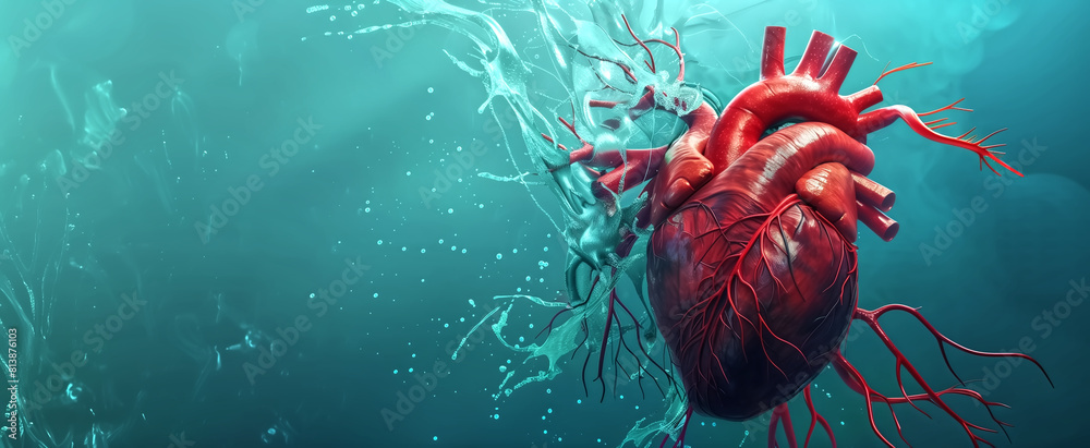 Stylized Human Human Heart With Veins Arteries And Blood Vessel Stock