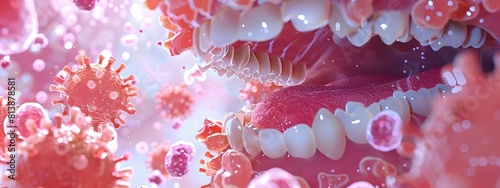 Microscopic of Bacterial Plaque Causing Periodontal Disease and Dental Health Issues