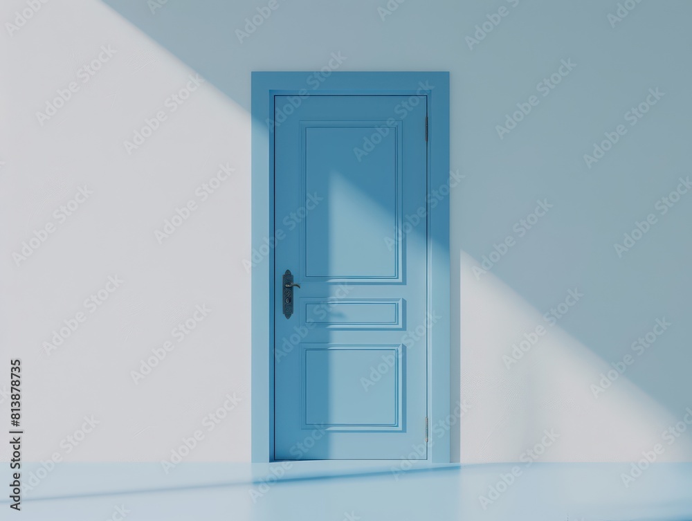 colored door on a white wall background