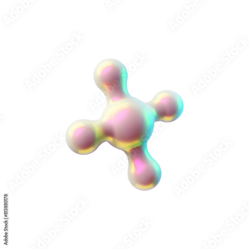 Pink liquid chrome element, Y2K style vector on isolated background.