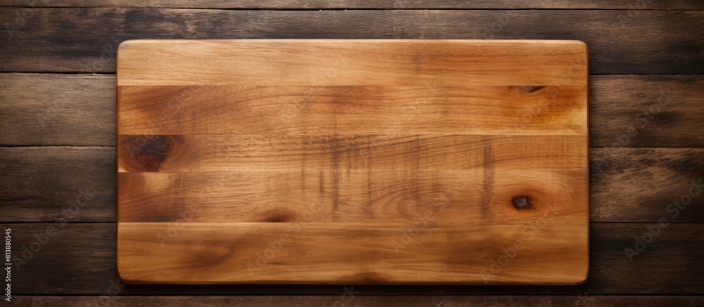 Copy space image featuring a wooden cutting board placed on a natural wooden background Copy space image featuring a wooden cutting board placed on a natural wooden background