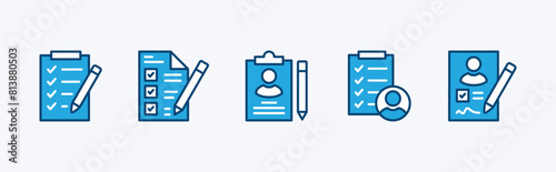 Set of guest list icon. Containing clipboard, registration, information, participant, checklist, document, attendance. Vector illustration