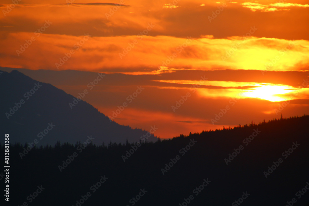 Fantastic sunset in Favorite Channel, Alaska, United States Fantastic sunset in Favorite Channel, Alaska, United States