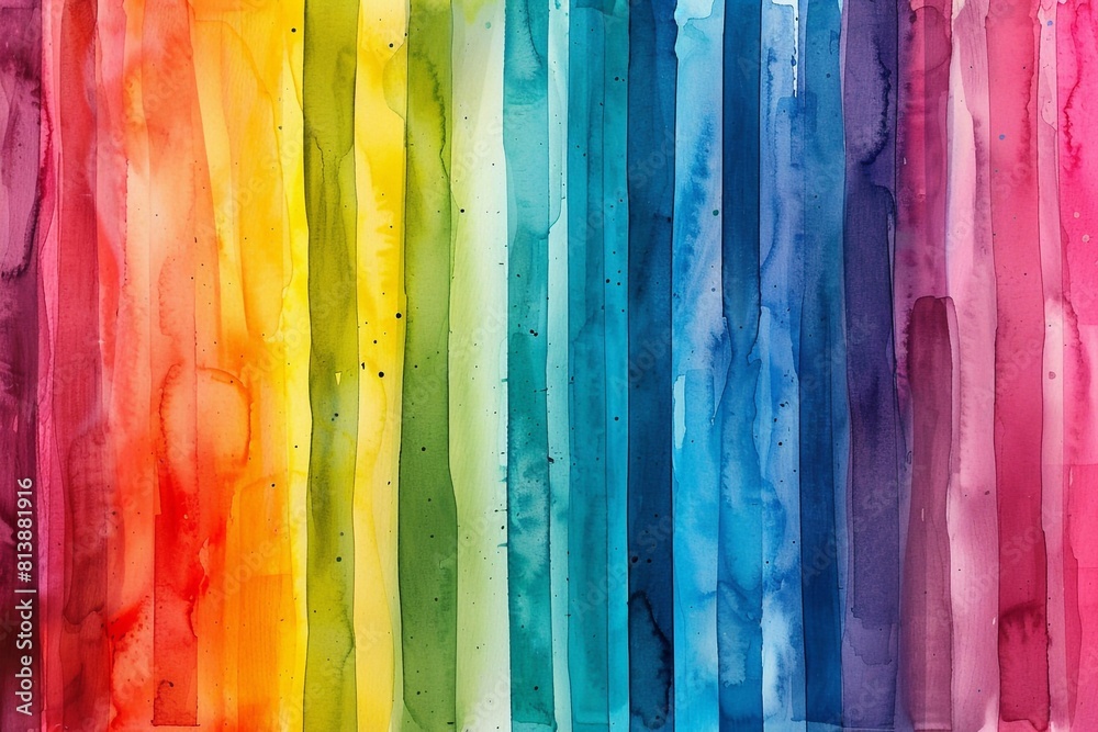 Explore the mesmerizing beauty of an abstract striped rainbow watercolor background, where vibrant hues blend and merge in a dynamic display of color and creativity. This artistic backdrop promises to
