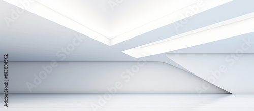 Copy space image of a white interior fragment featuring a corner decoration on the ceiling creating an abstract architecture background
