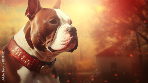 A strong, loyal, and loving companion, the American Bulldog is a great family pet. photo